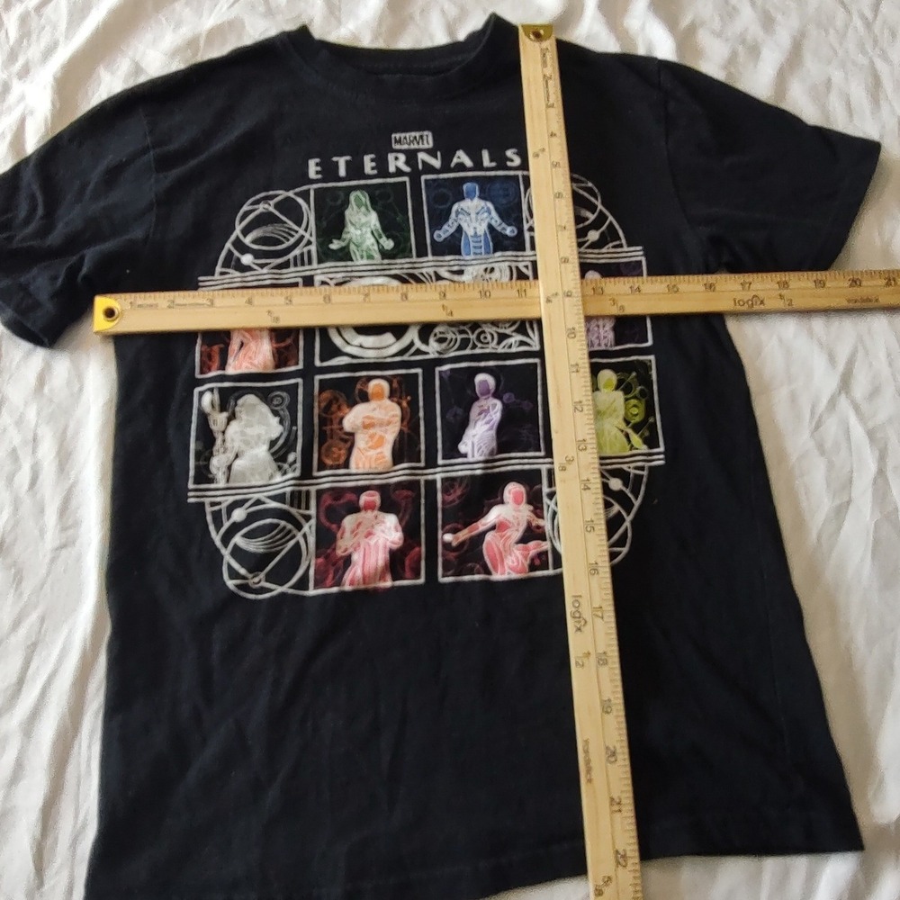 Marvel‎ Studios Eternals Graphic T-Shirt Kids Small Black Excellent MCU Tee